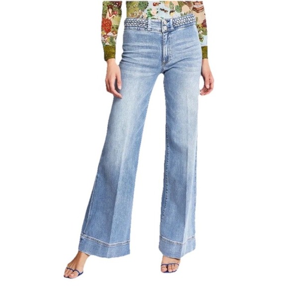 Alice + Olivia Braided Belt Wide Leg Jeans Size 31 Retail: $369 Free Love!